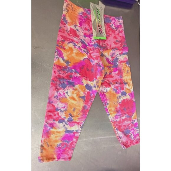 Jacques Moret Pants - VTG Jacques Moret Leggings NWT Large Neon Abstract Pink Orange 90s Deadstock